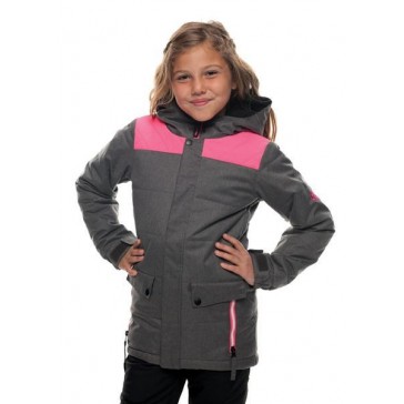 686 - Girl's Lily Insl. Charcoal/Pink Jacket