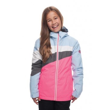 686 - Girl's Ray Insl. Ice Blue Color Block Jacket