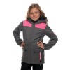 686 - Girl's Lily Insl. Charcoal/Pink Jacket